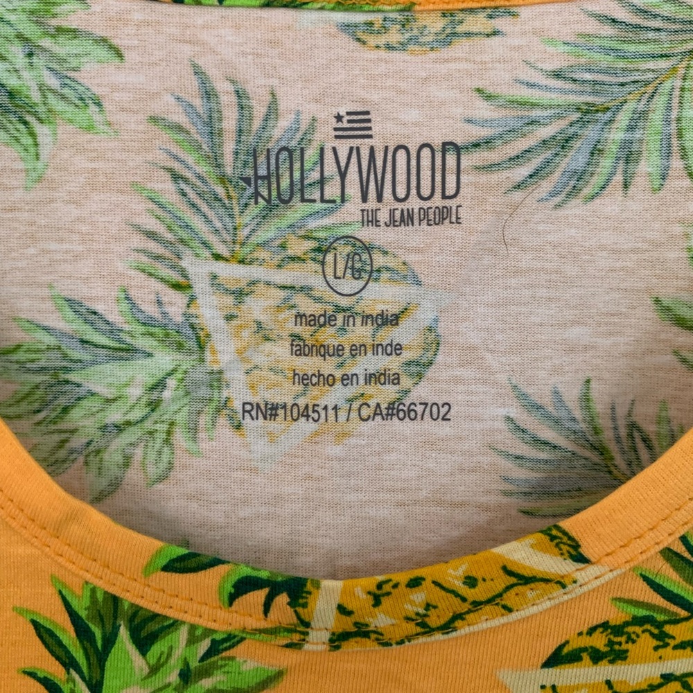 NWT Hollywood pineapple cotton tank L - Picture 2 of 6